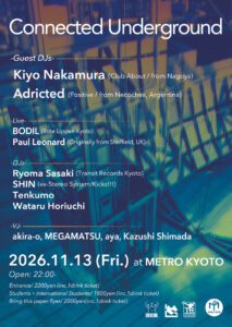 Connected Underground with Kiyo Nakamura (Club About / from Nagoya), Adricted (Positive / from Argentina)